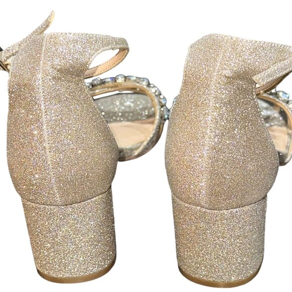 Jewel Badgley Mischka Giona‎ Embellished Evening Shoe Size 7.5 Light Gold New - Picture 5 of 8